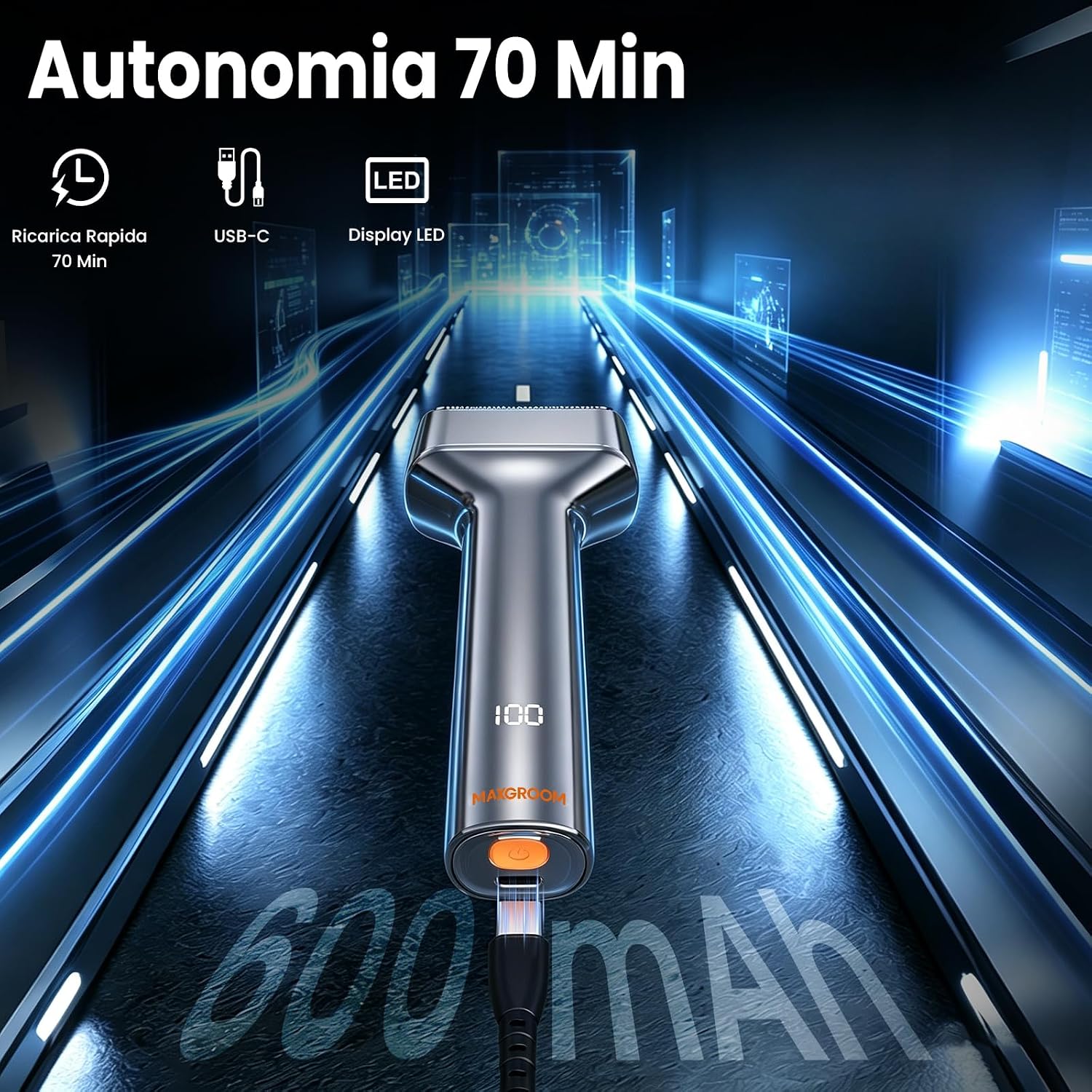 Thumbnail 5 de MAXGROOM Rasoio Elettrico Barba a 3 Testine Flottanti: potenza, igiene e portabilità