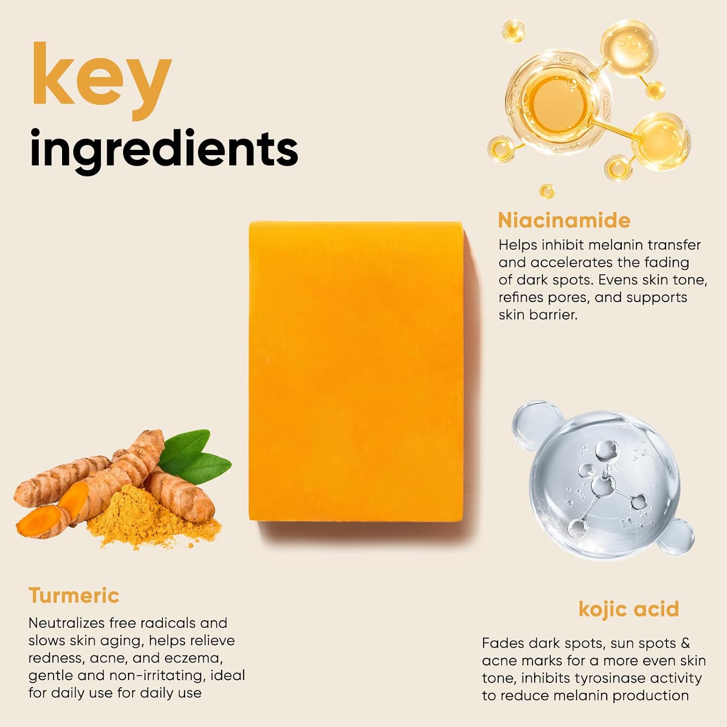 Detalle de CADDISE Kojic Acid Turmeric Soap Bars, 2-Pack with Foaming Sponge, 8.5 oz