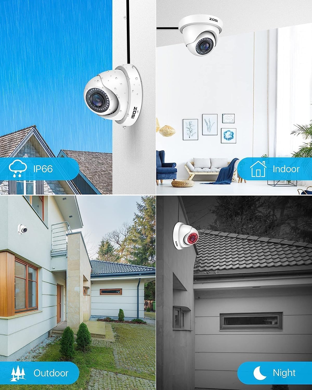 Thumbnail 2 de ZOSI 2 Pack 1080P HD TVI Security Camera 80ft