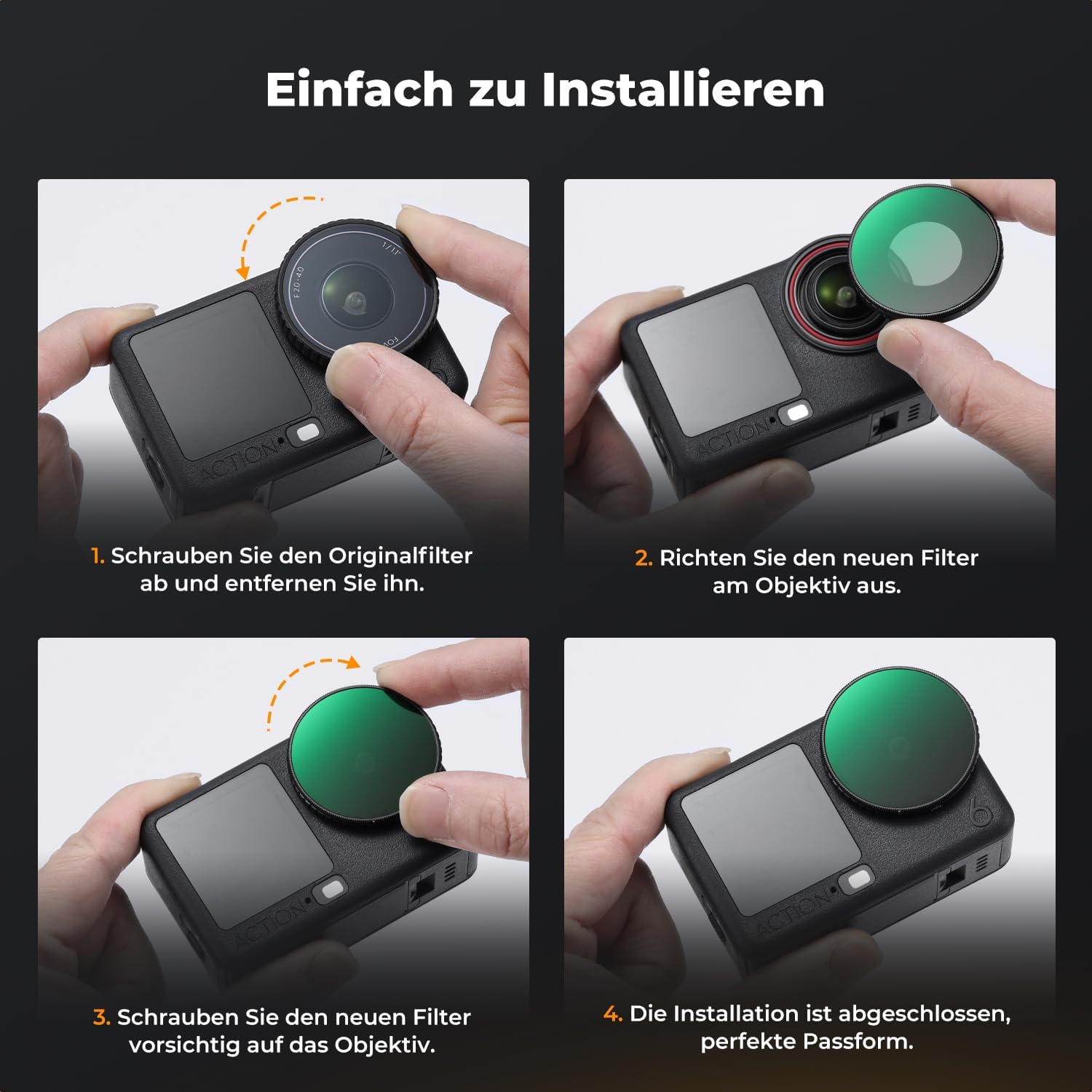 Thumbnail 4 de K&F CONCEPT CPL-Filter für DJI Osmo Action 6 – Polarisationsfilter mit HD-Optikglas und 28-facher Nanobeschichtung
