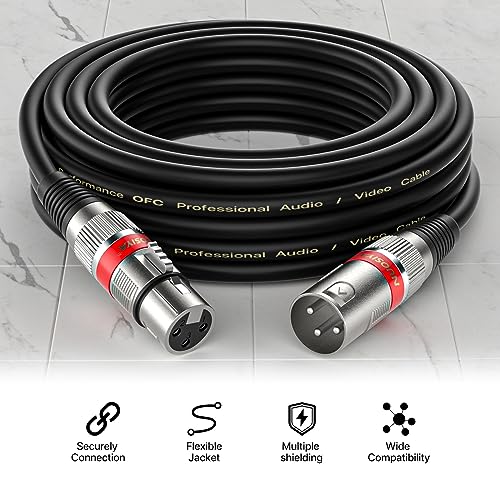 Detalle de NUOSIYA 5M XLR Cables (2 Pack) – 3‑Pin Balanced Microphone Cables, Male to Female