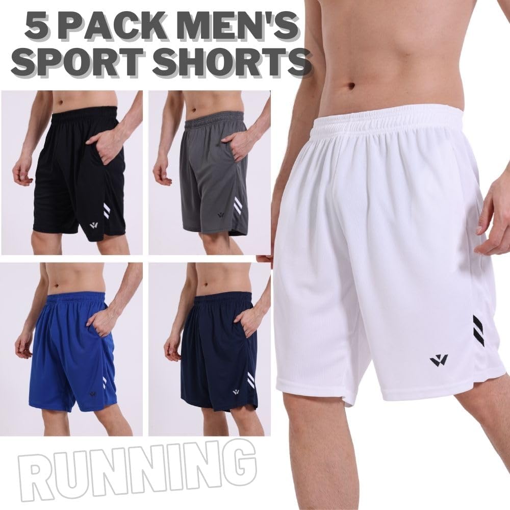 Thumbnail 1 de fovdtaa 5 Pack Men's Sports Shorts with Pockets – Lightweight, Quick-Dry Athletic Shorts