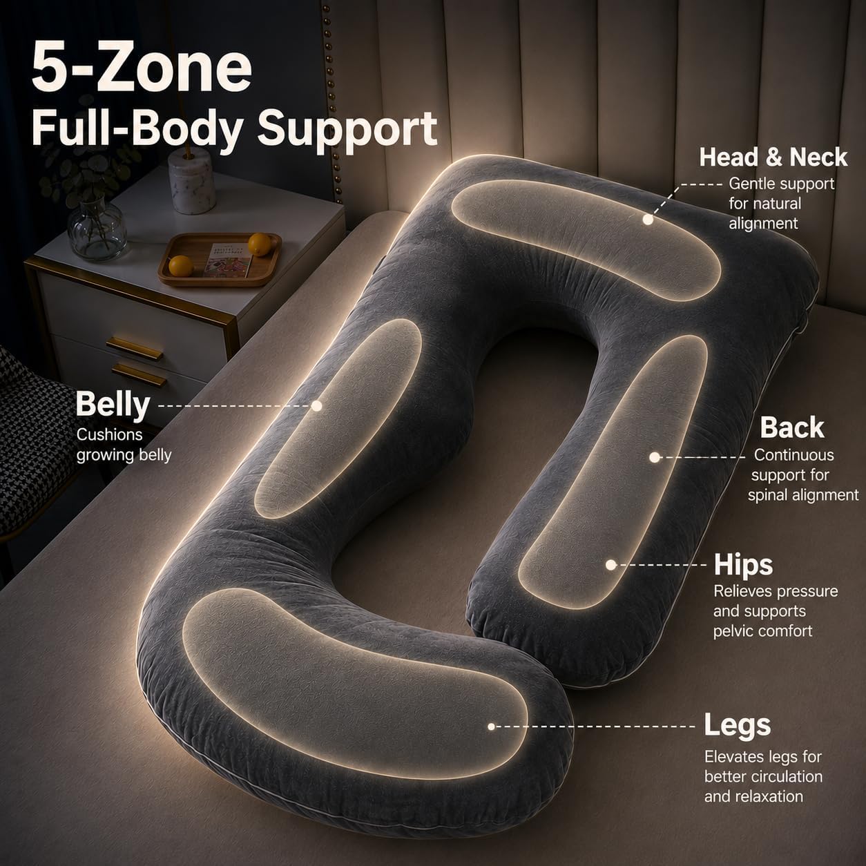 Detalle 2 de ALLOPERA Pregnancy Pillow 57 Inch