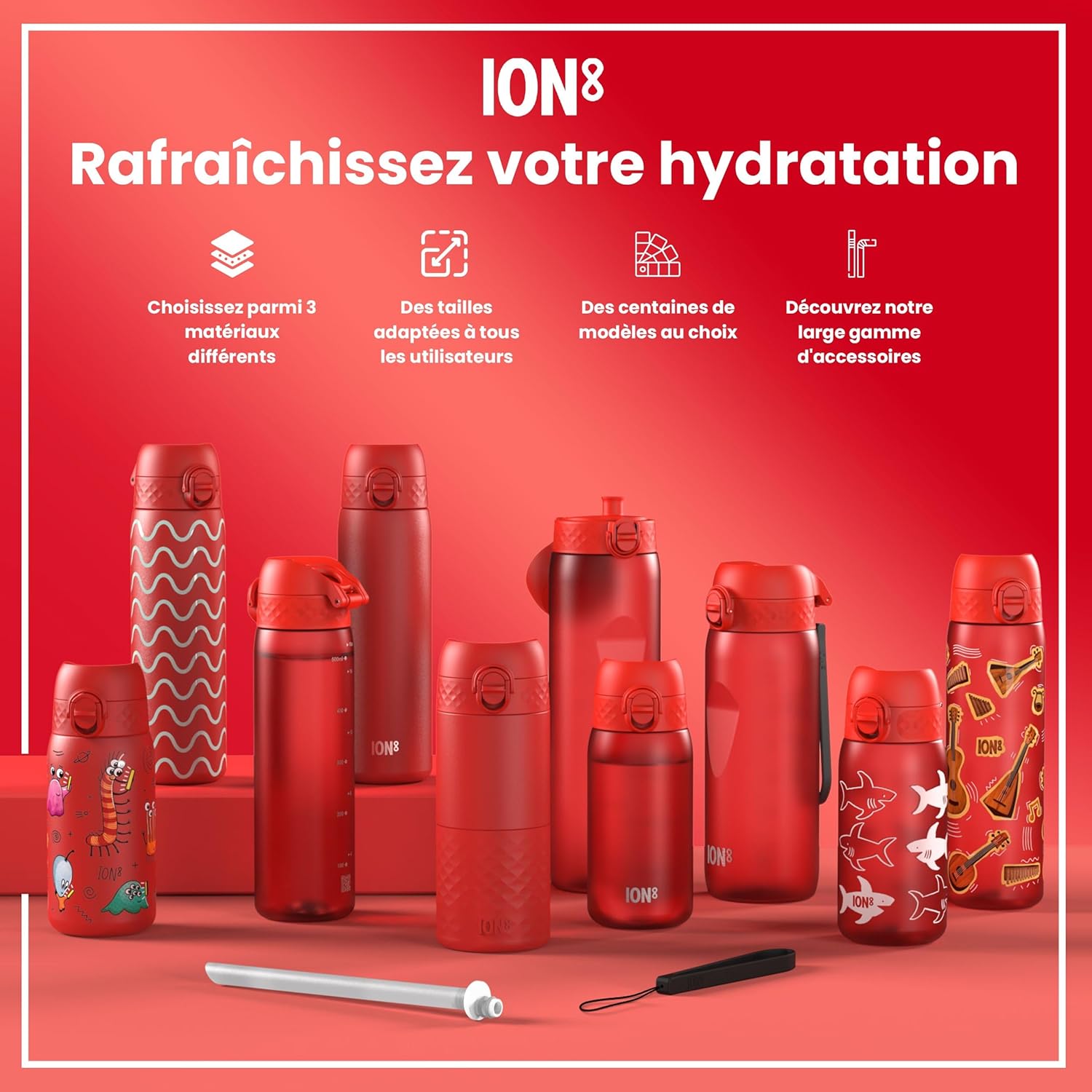 Thumbnail 6 de ION8 Gourde Enfant – Anti-Fuite, Ouverture Facile et Verrouillage Sécurisé, Lavable au Lave-Vaisselle, Motif Licornes