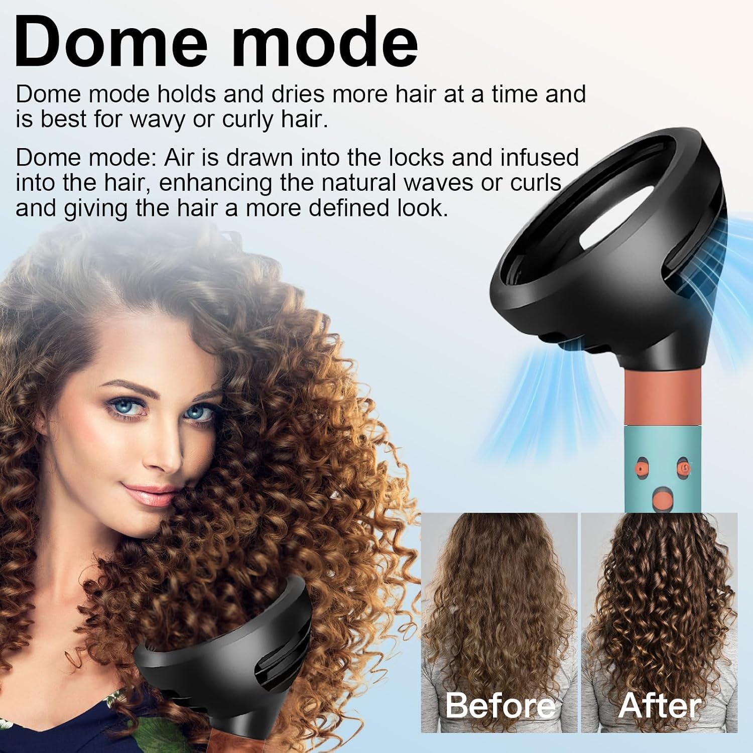 Detalle de Fixbetter Wave & Curl Diffuser-Aufsatz für Dyson Airwrap HS01/HS05/HS08 – zwei Styling-Modi