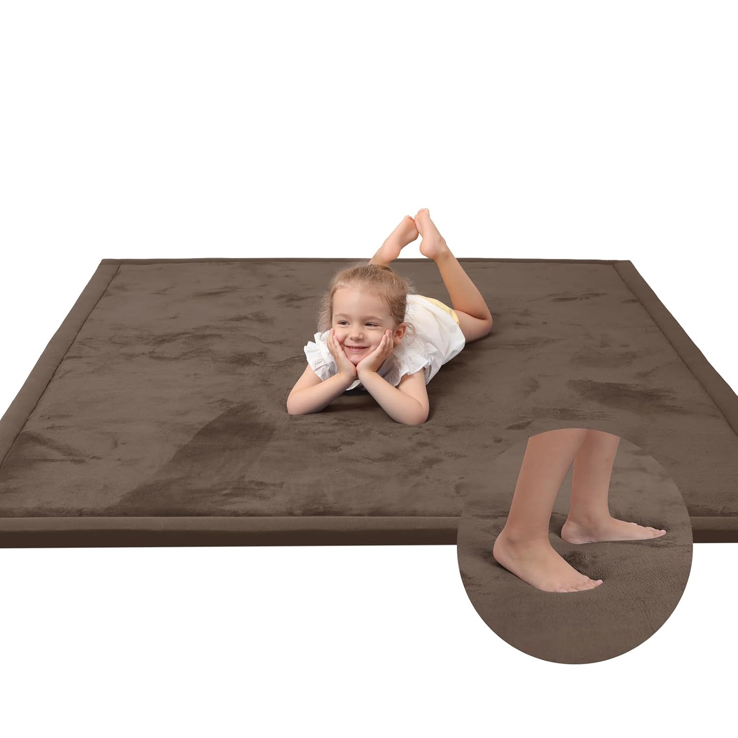 Detalle de Huloo Sleep Baby Play Mat, 71" × 79", 1.3-Inch Memory Foam, Dark Brown