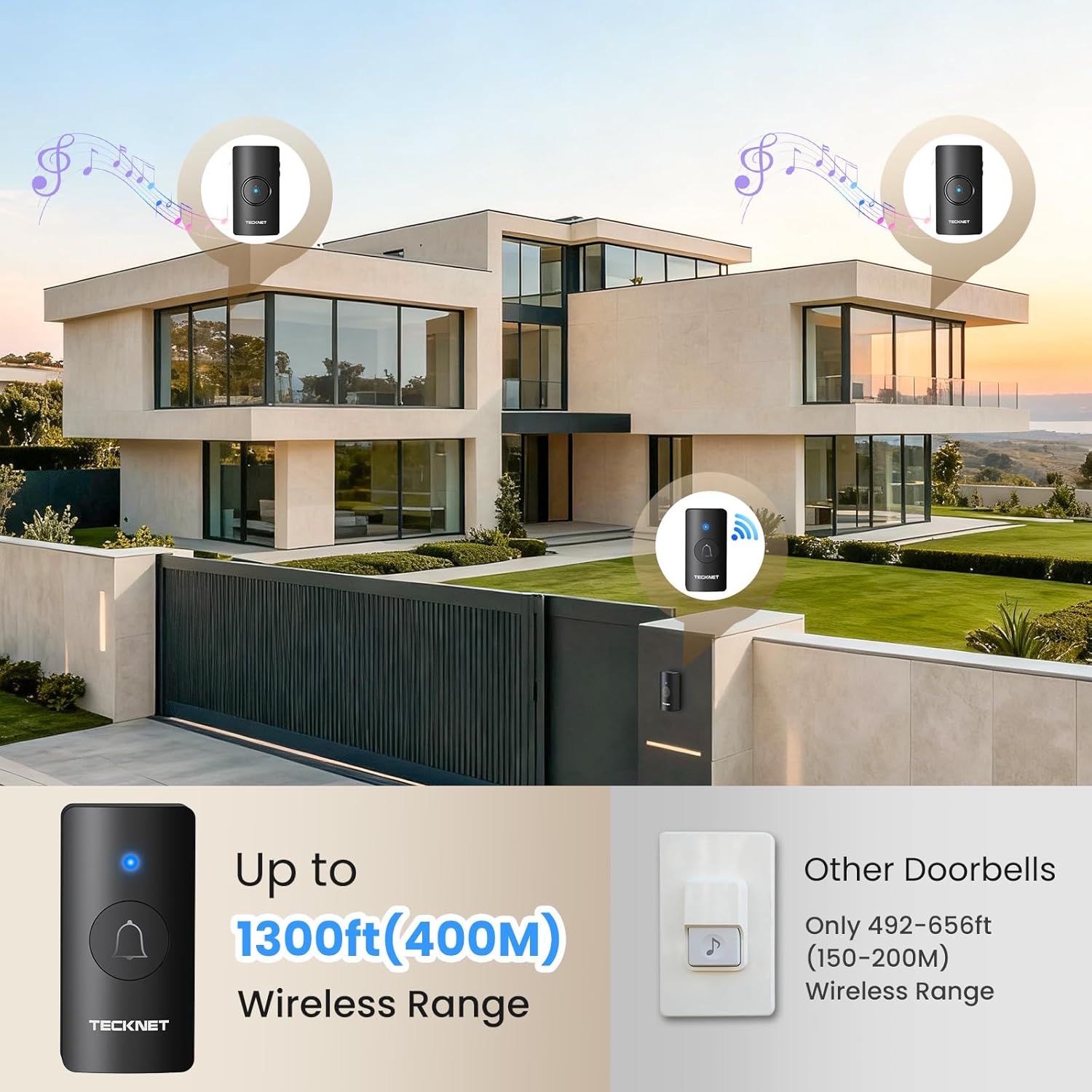 Thumbnail 1 de TECKNET Wireless Doorbell 2 Receivers