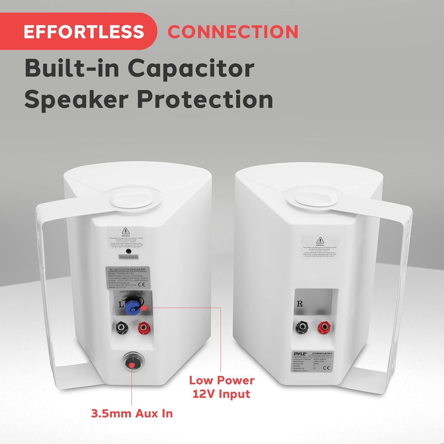 Thumbnail 6 de Pyle Outdoor Bluetooth Speakers, Weatherproof Wall-Mounted dual pair for Patio and Deck