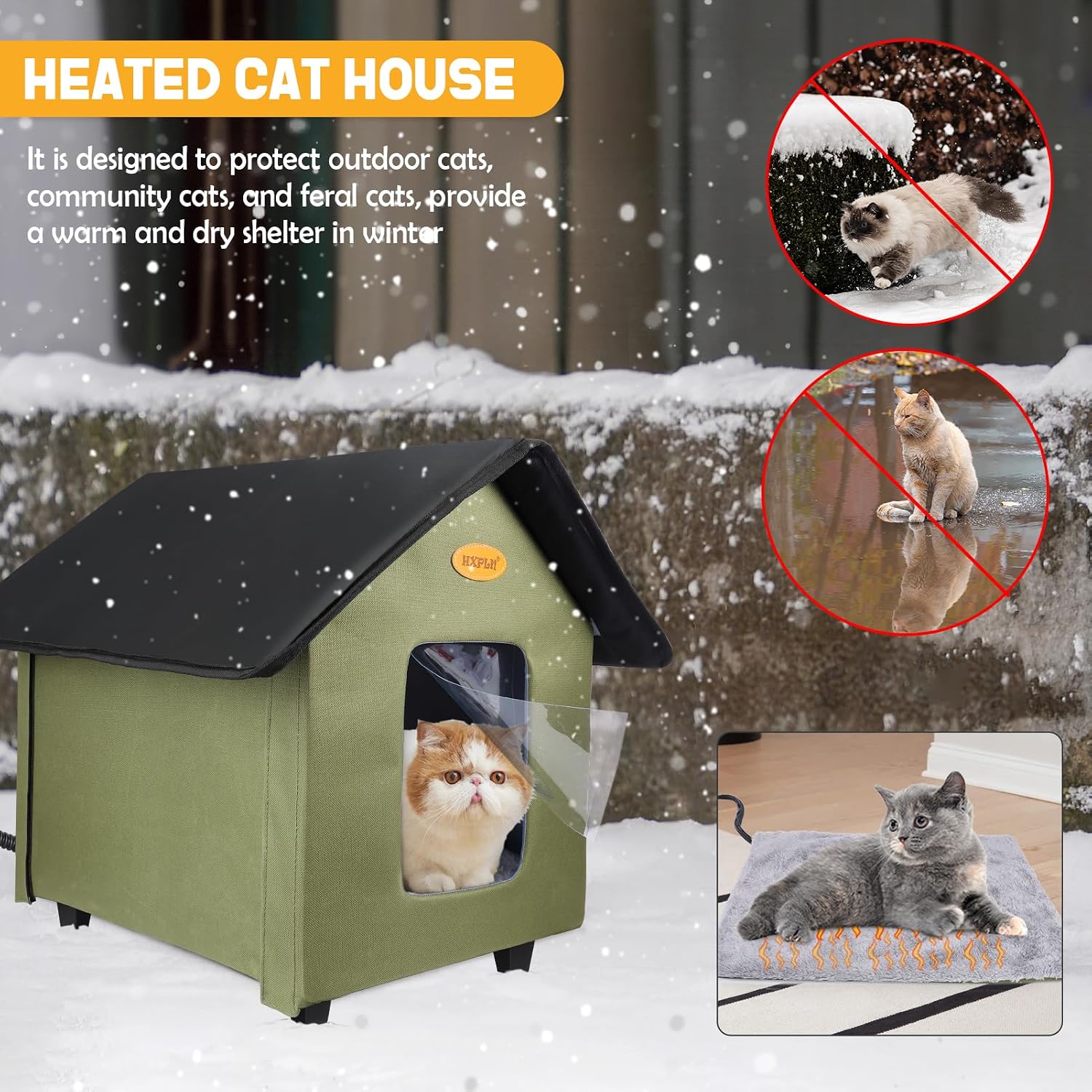 Detalle de Heated Outdoor Cat House Green