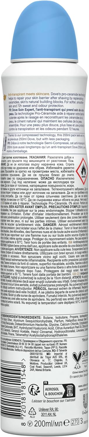 Detalle de Dove Déodorant Spray Apaise & Répare Fresh Cotton & Sea Minerals – Lot 2 × 200 ml