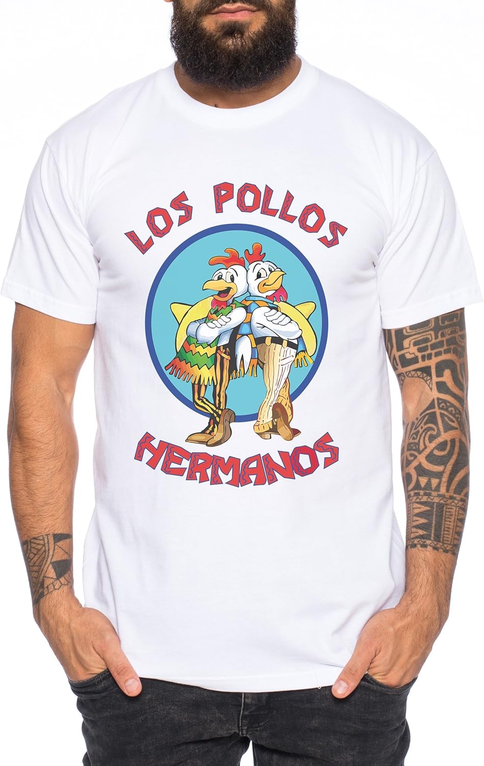 Thumbnail 4 de WhyKiki Los Pollos Herren T-Shirt „Hermanos Bad Heisenberg Breaking“ aus 100% Baumwolle