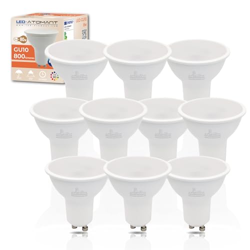Detalle de LED ATOMANT Pack 10x Bombilla LED GU10 8W – 6500K, 800 lúmenes, 120°