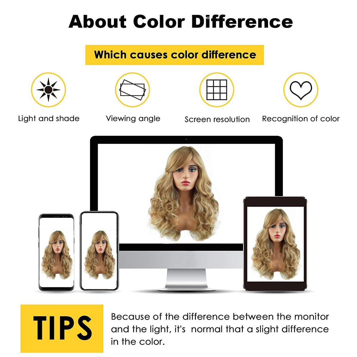 Thumbnail 6 de RightOn WIG205-DV 22-Inch Brown Mix Blonde Wig with Long Curls and Bangs