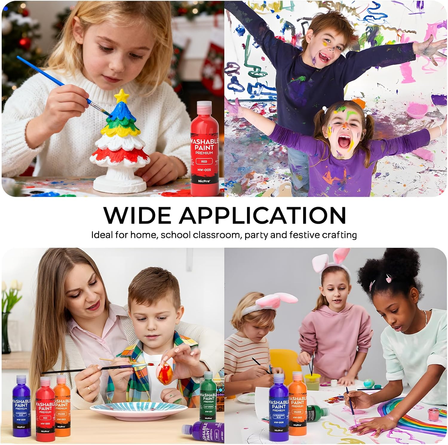 Detalle de Nicpro 8-Colour Washable Finger Paint Set for Kids (120 ml total, 8 bottles)
