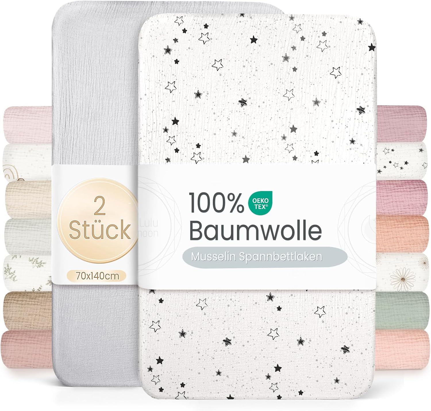 Detalle de lulumoon 2er Set Spannbettlaken 70x140 cm