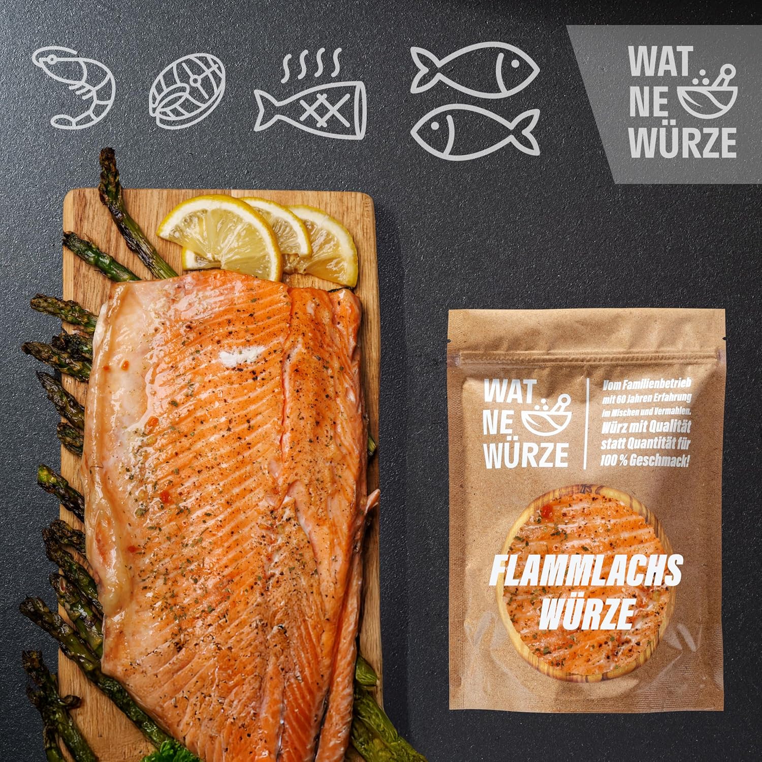 Thumbnail 4 de WAT NE WÜRZE Flammlachs Gewürz 300 g – aromatisches Gewürz für Flammlachs, Fisch, Stremellachs & Steckerlfisch