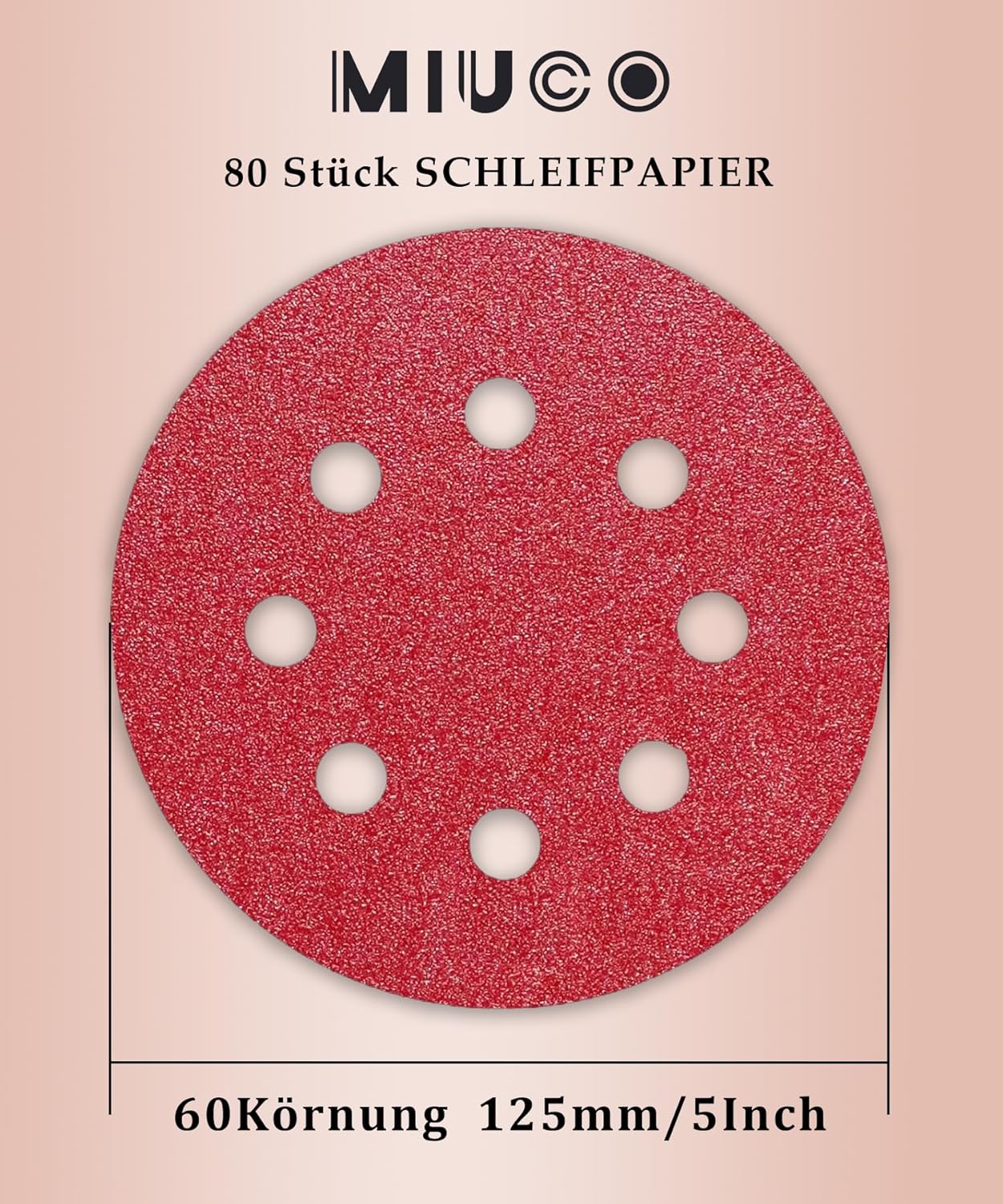 Thumbnail 1 de Schleifpapier 125mm Klett 60 Körnung, 8 Loch Schleifscheiben für Exzenterschleifer – TWSTYFAL, 80 Stück