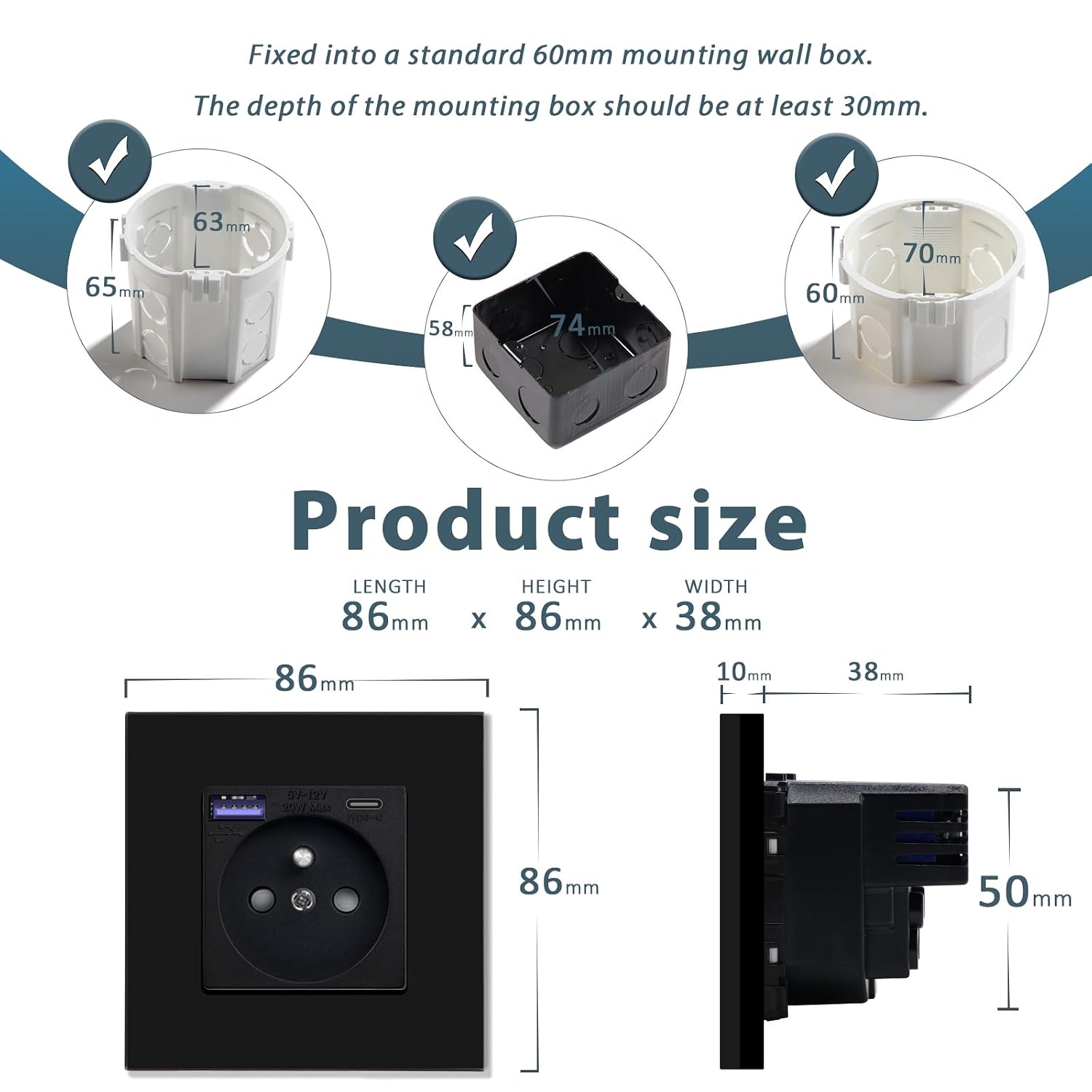 Detalle de BSEED FK86FRSK1AC1G inbouwstopcontact 16 A met USB-C PD 20 W, goud