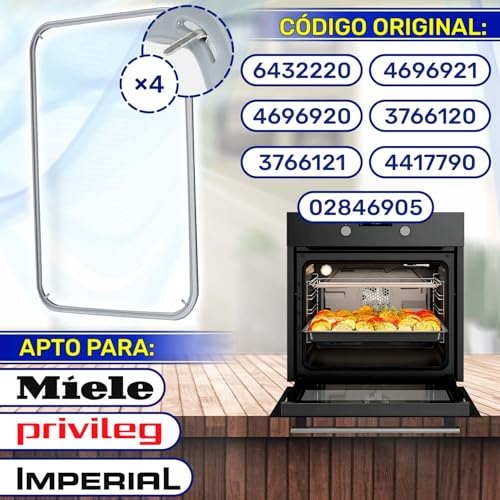 Detalle de Goma de puerta de horno MONTERAL 480x360 mm con 4 ganchos — compatible con Miele, Imperial, Quelle y más