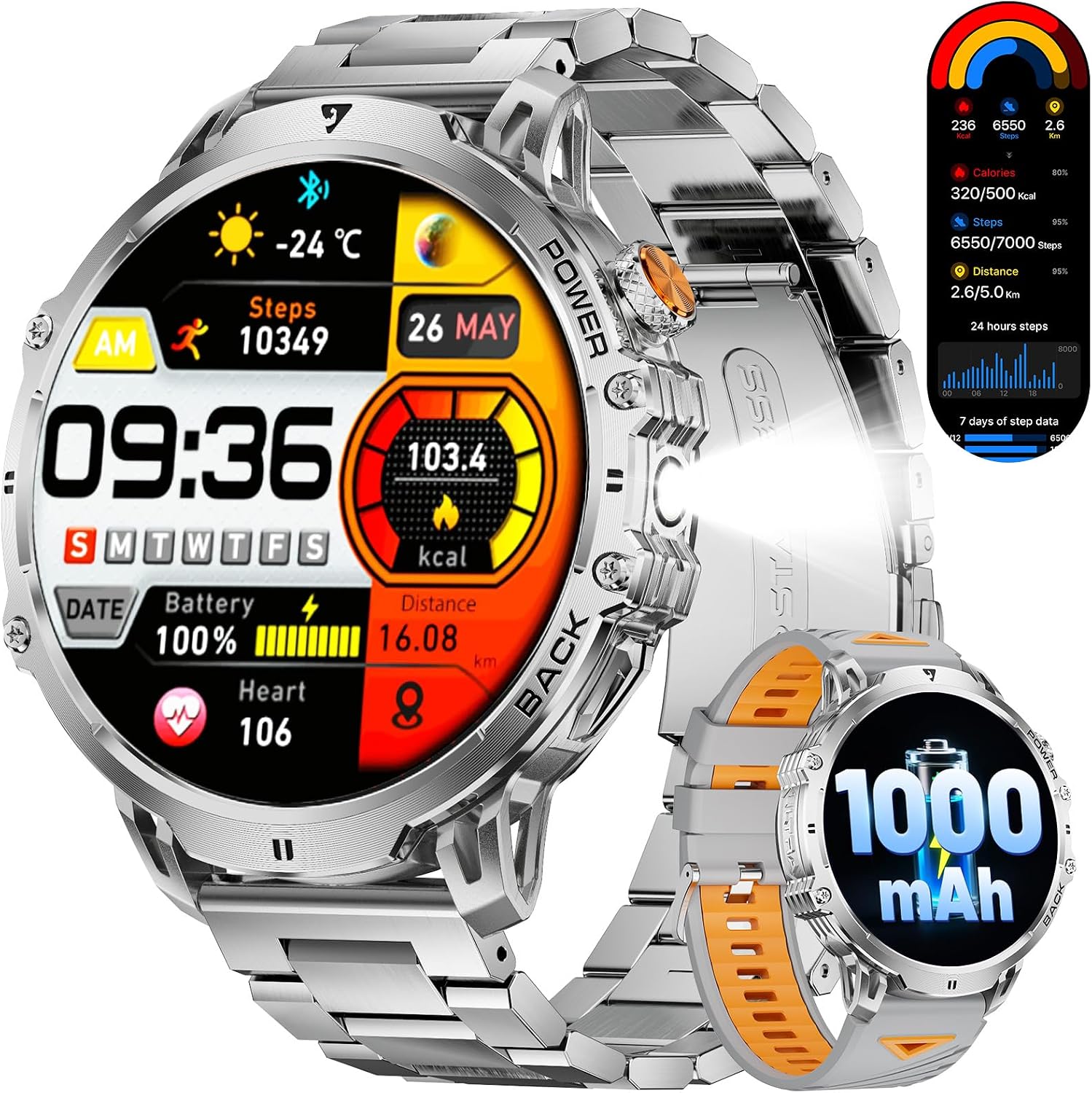 Detalle de LIGE Smartwatch Uomo EF13: 1,85'', 110+ modalità sportive e batteria da 1000 mAh