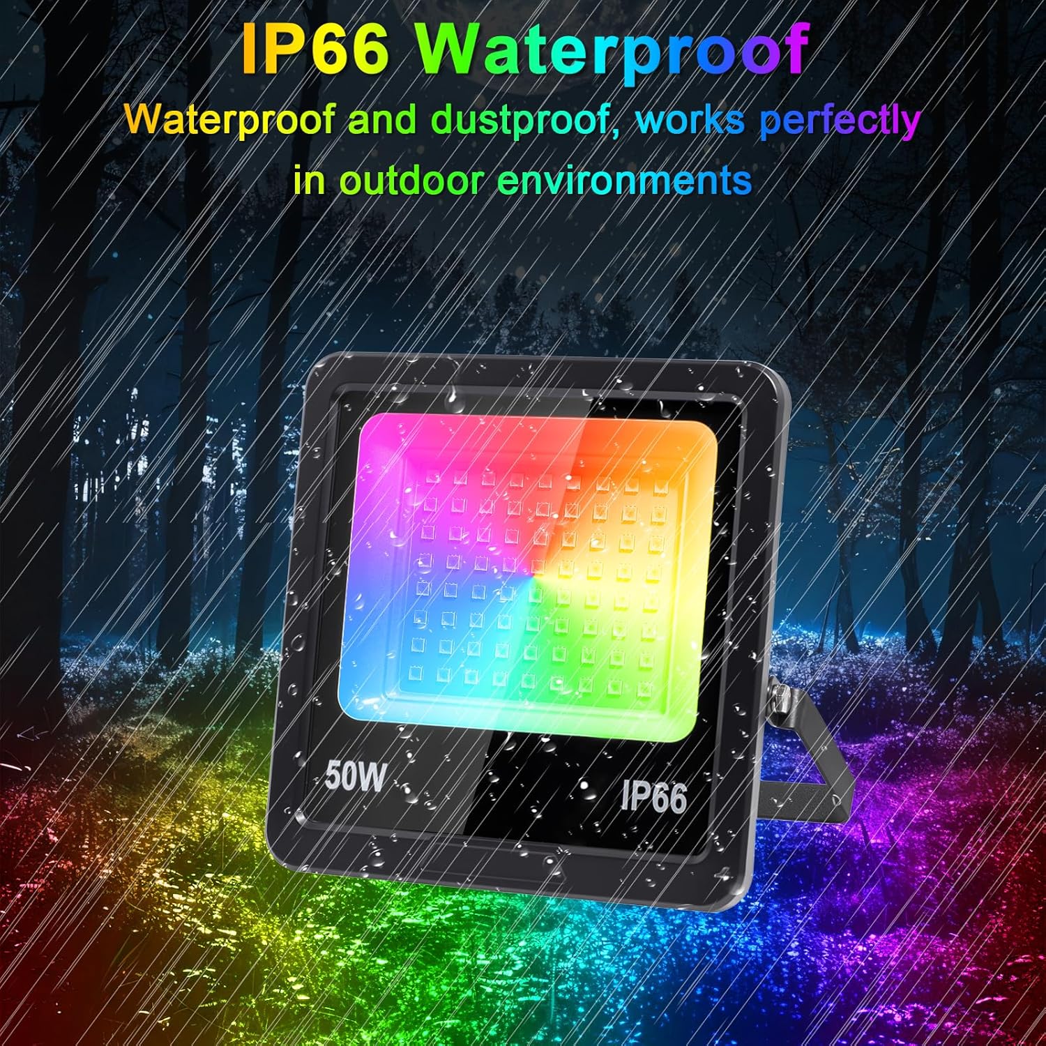 Thumbnail 5 de Indmird RGB LED Strahler 50W mit 360° Fernbedienung, Bluetooth-App & IP66 (Outdoor)