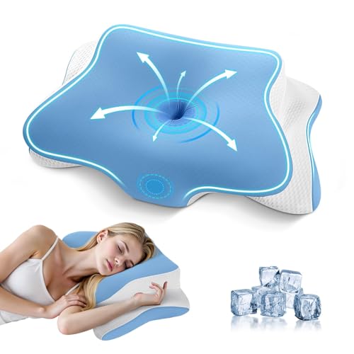 Detalle de A-Pce Oreiller Ergonomique Cervical en Mousse à Mémoire de Forme – Bleu