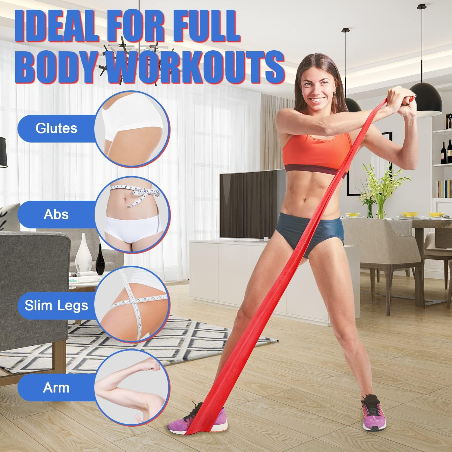 Thumbnail 2 de Resistance Exercise Band Kit – Strength Training & Conditioning, Pilates, 3-Pack (Yellow Light, Red Medium, Blue Heavy) by Potok