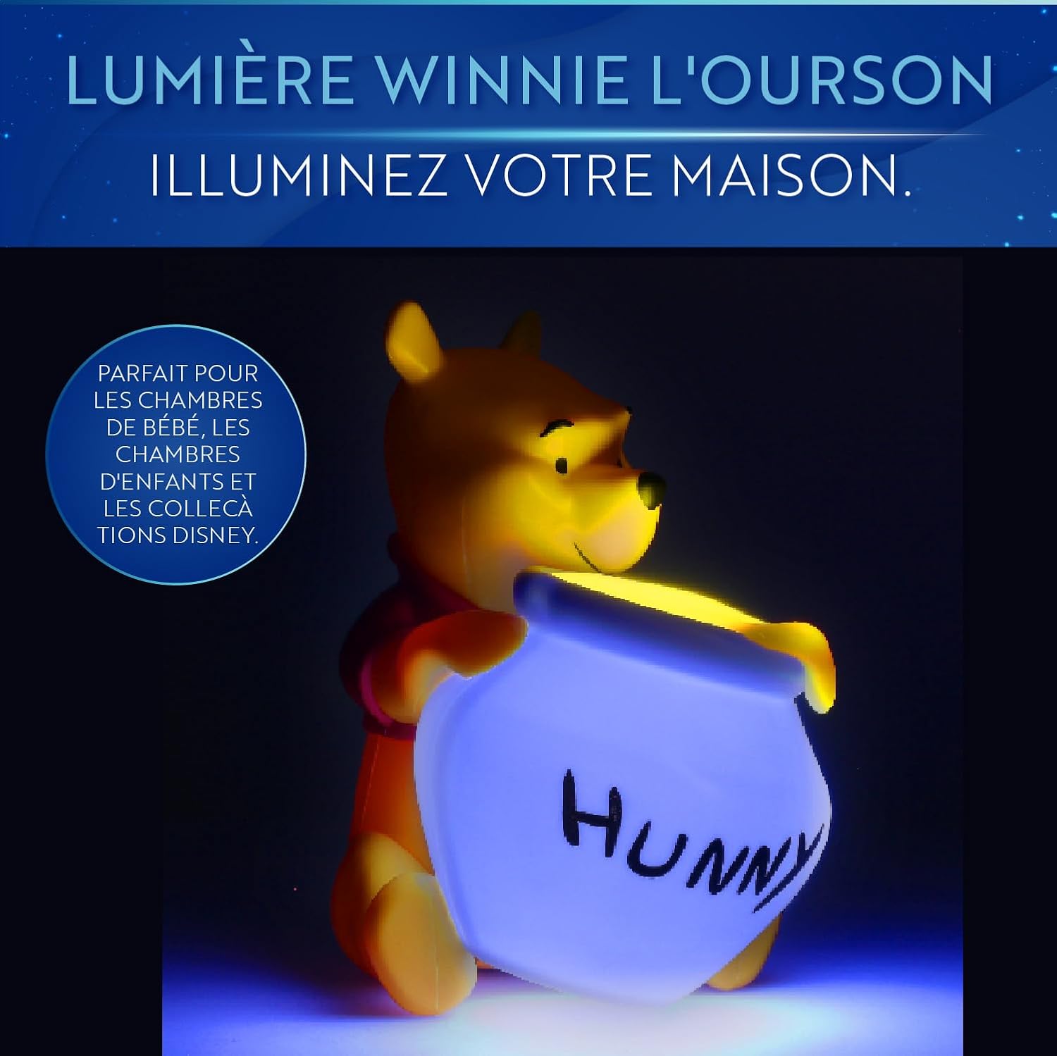 Detalle 2 de Paladone Winnie The Pooh Hunny Light – Officially Licensed Portable Night Light (16.5cm) 6.4