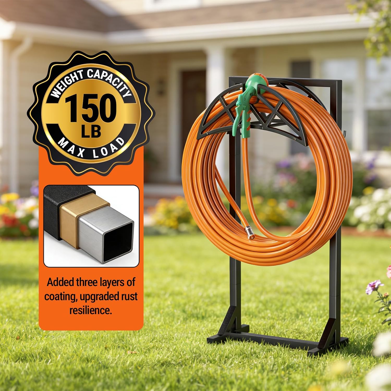 Thumbnail 6 de YFFSRJDJ Garden Hose Reel, Freestanding Alloy Steel Stand for 150 ft Hose