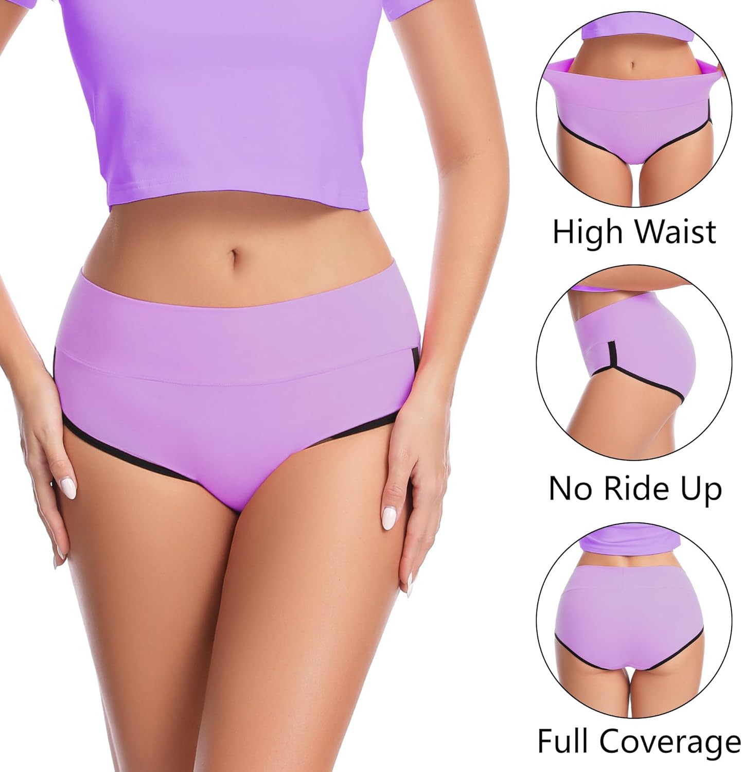 Thumbnail 2 de CAILECOTTON 5-Pack Cotton High-Waisted Briefs (Soft, Breathable, No-Show Feel)