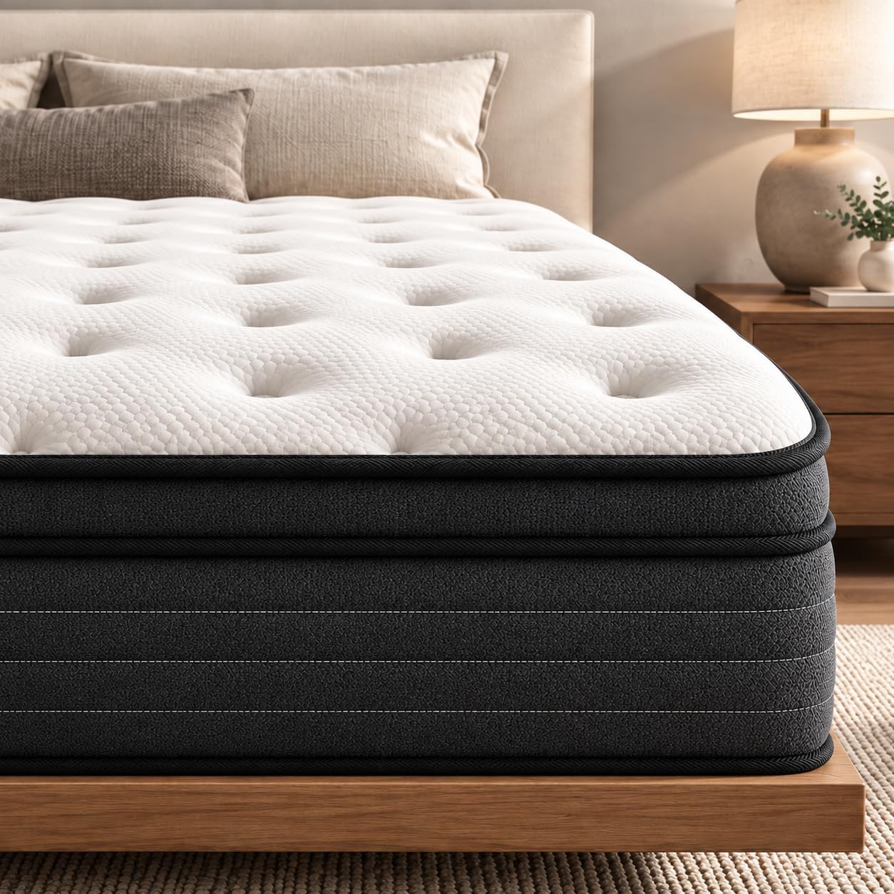 Detalle de Vantto Full Hybrid Mattress, 10-Inch Memory Foam with Pocket Springs