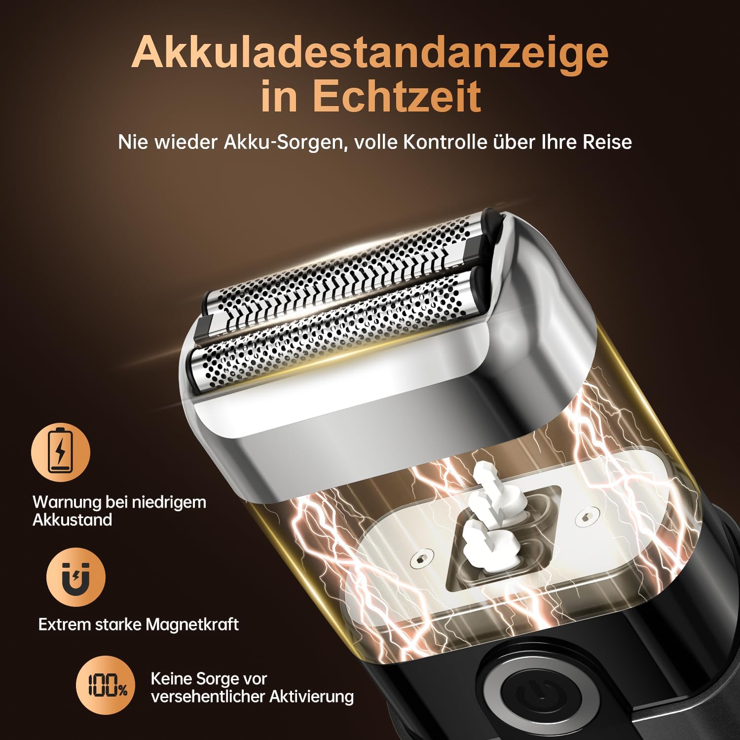 Detalle de FNITAER Elektrisch Folienrasierer Herren – kompakter Reisebegleiter mit USB-C, IPX7