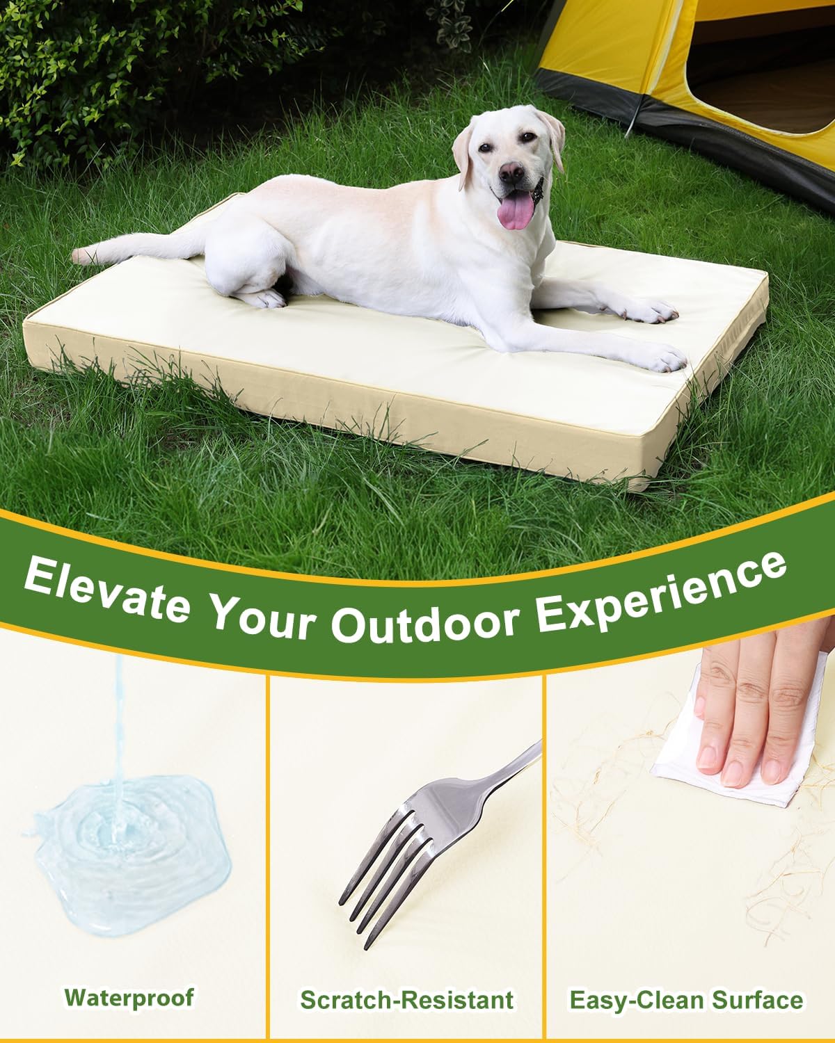 Detalle 2 de Favodormir Waterproof Dog Bed for Crate with 7cm Orthopedic Foam Mattress (88x55x7cm) – Beige