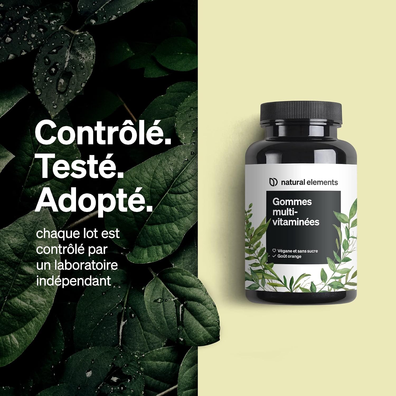 Detalle 2 de natural elements Gommes Multivitamines 120 gummies goût naturel d’orange (adultes)
