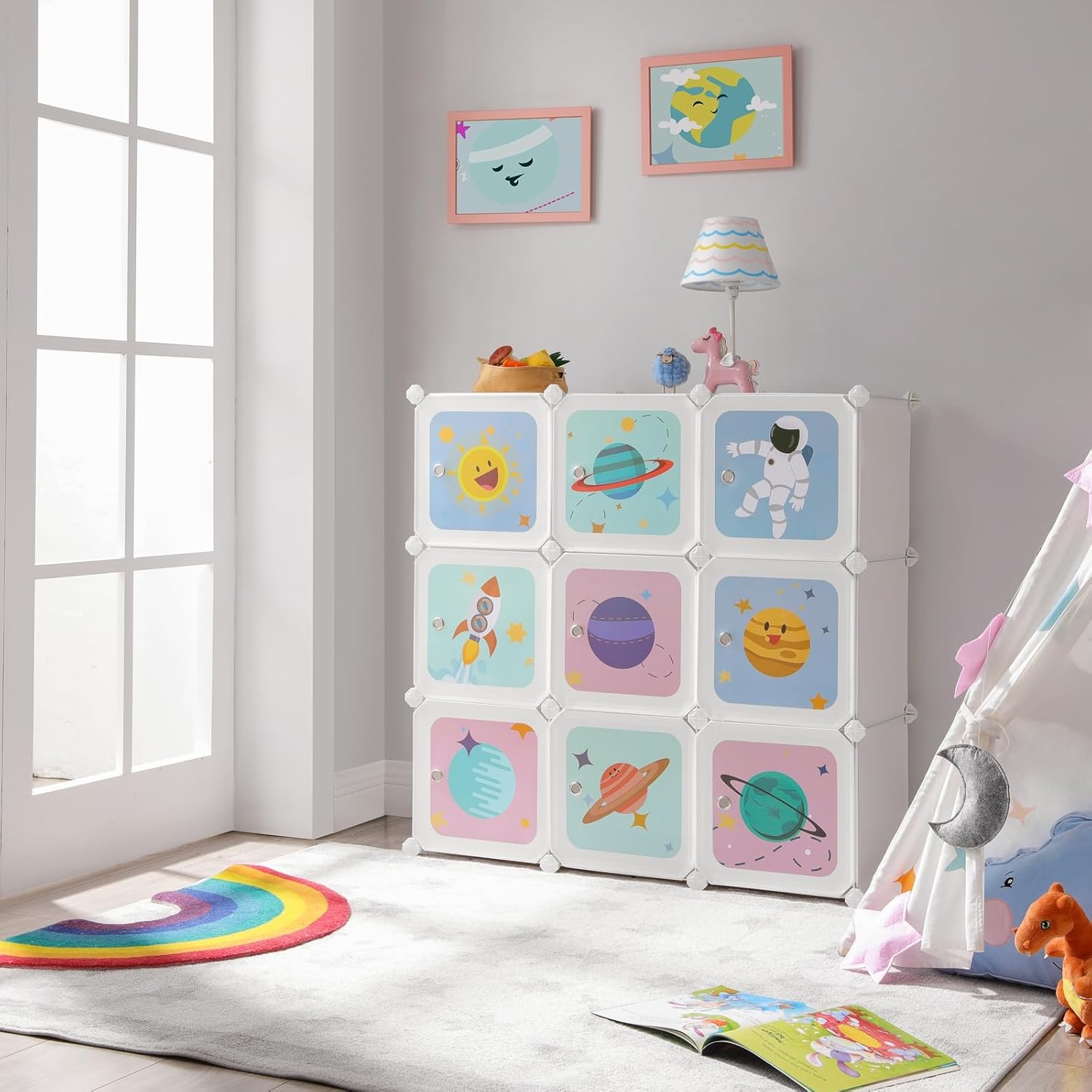 Thumbnail 3 de SONGMICS Scaffale portaoggetti per bambini con 10 cubi LPC903W01, mobile cameretta modulare bianco