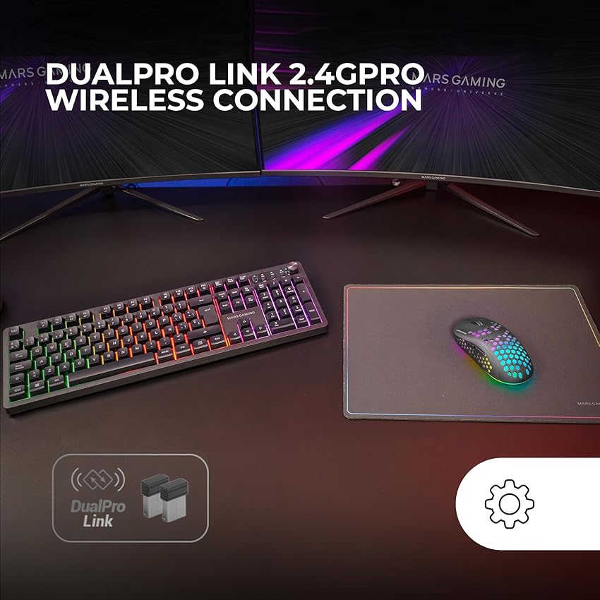 Thumbnail 1 de Mars Gaming MCPWX Combo gaming inalámbrico 3200 DPI y alfombrilla 360×260 mm