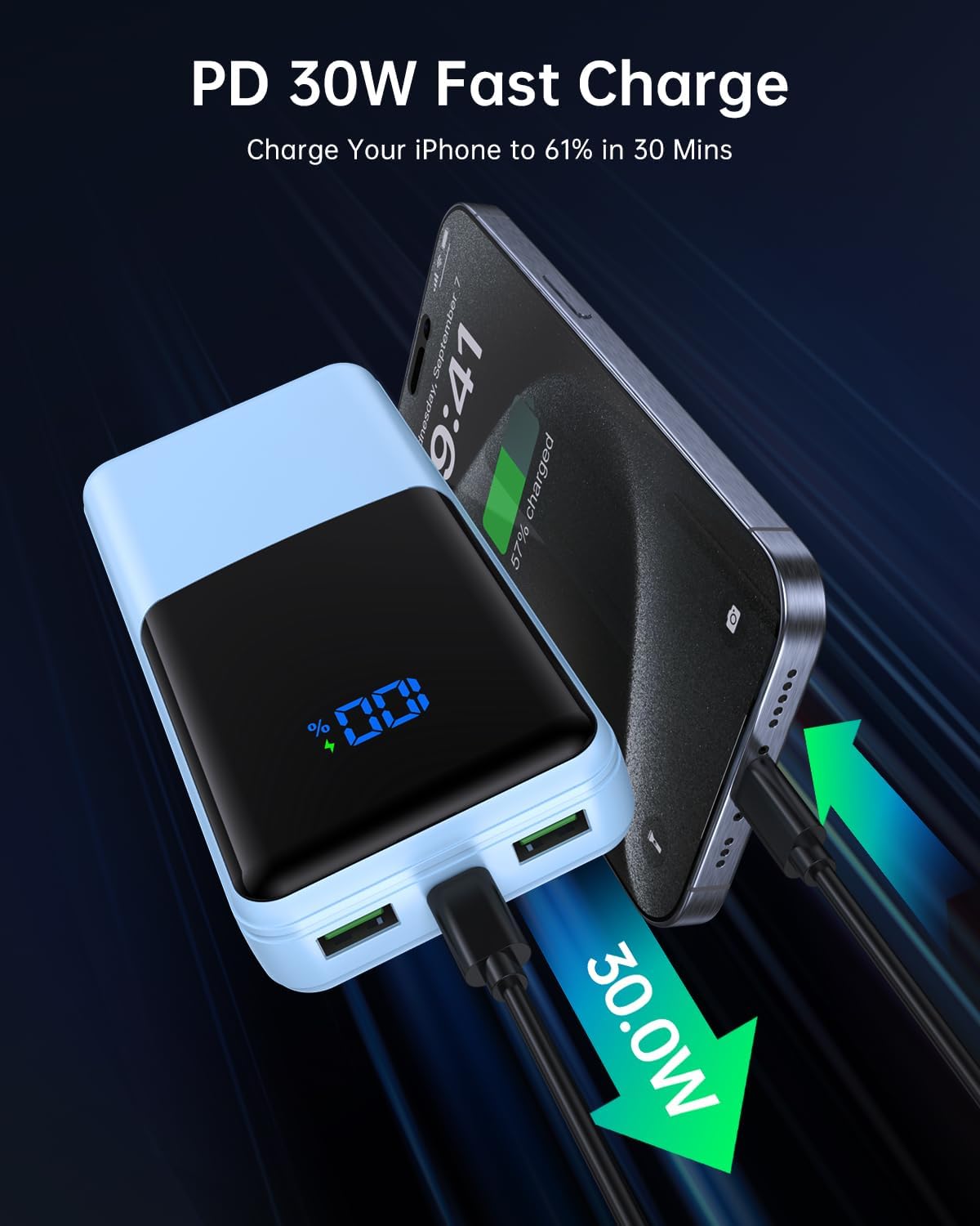 Detalle 2 de Coblob Power Bank 27000 mAh portable charger
