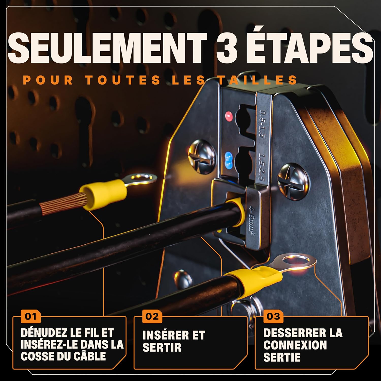 Detalle de BAURIX® Set de 700 cosse electrique – Assortiment de cosses et kits pour câbles 0,50–6 mm²