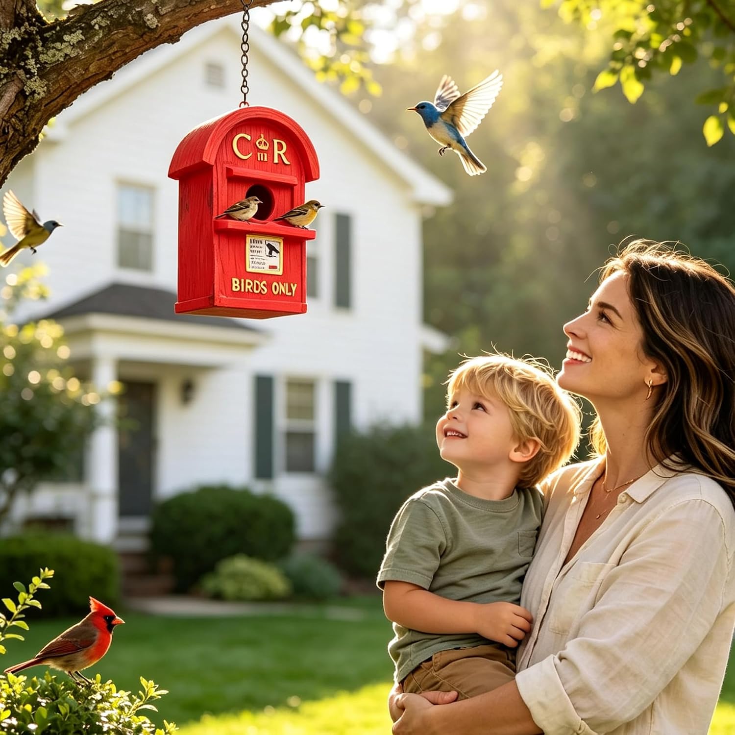 Detalle de Attivolife Garden Bird House: Outdoor Weatherproof Resin Mailbox Nyck Nest Box for Small Birds