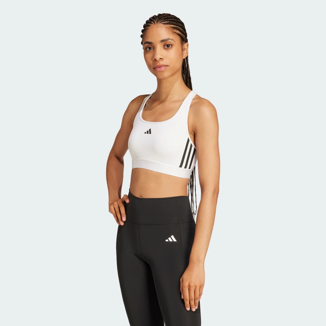 Detalle de Sujetador Adidas Hyperglam Powerreact Training Medium-Support, blanco: guía de compra y uso