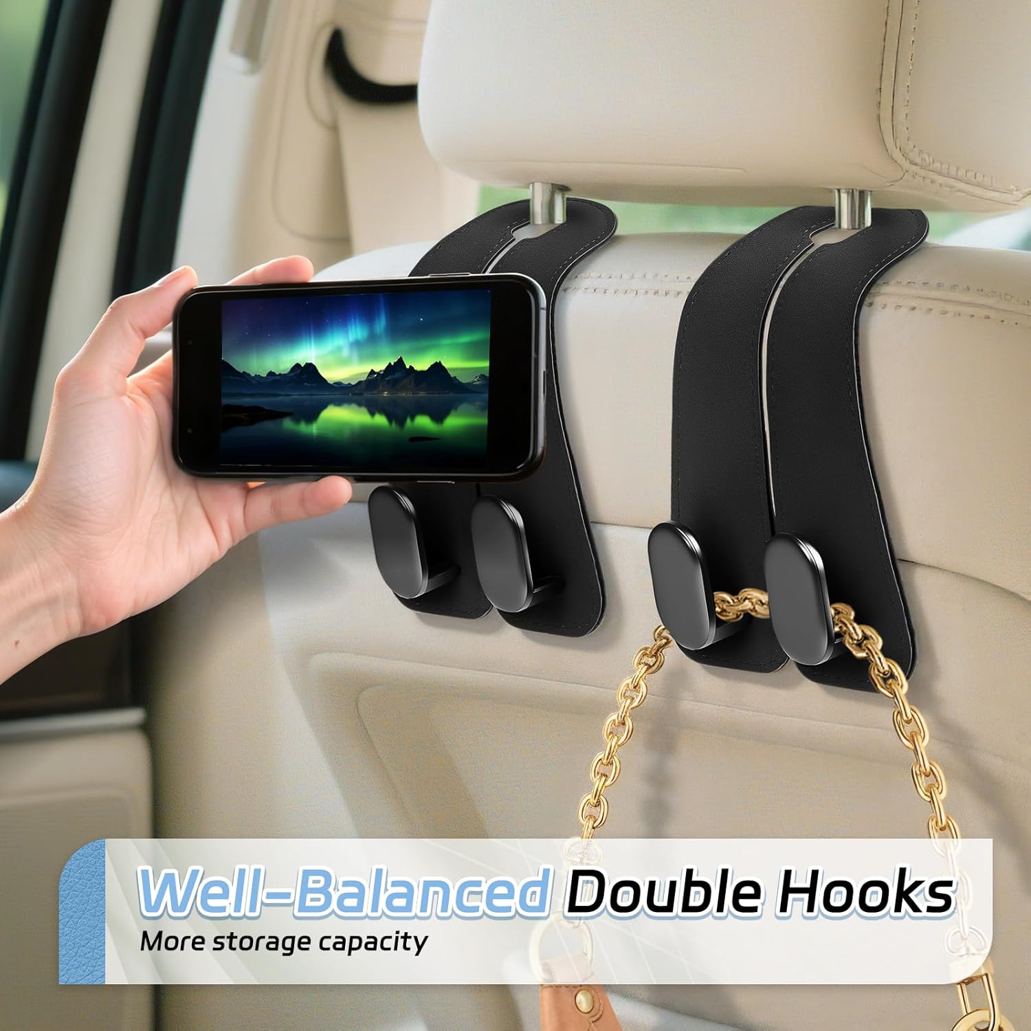 Thumbnail 3 de Fitnice Car Seat Headrest Hooks 7.8 in