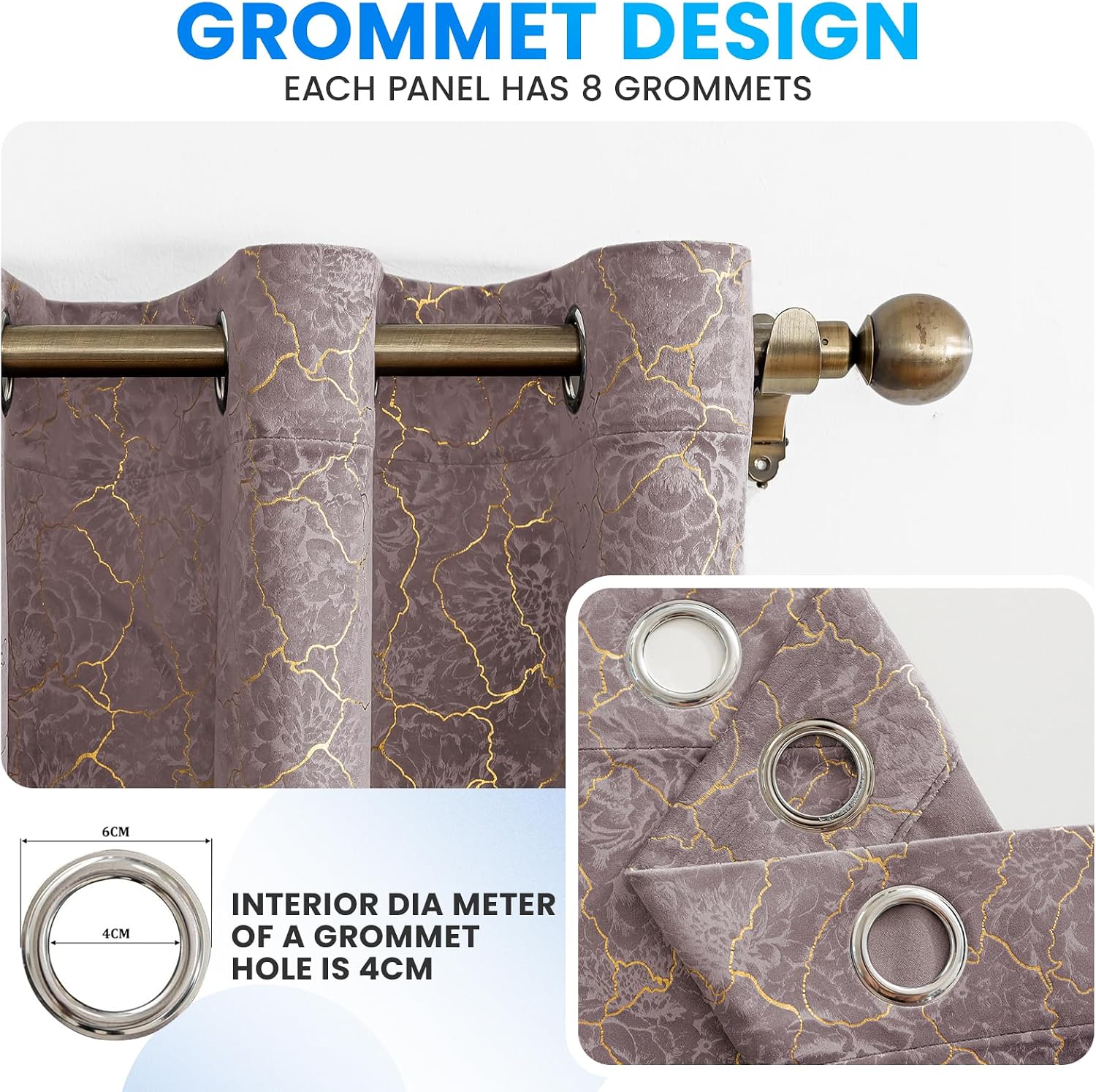 Detalle 2 de Ystyle rideau occultant velours 2×140