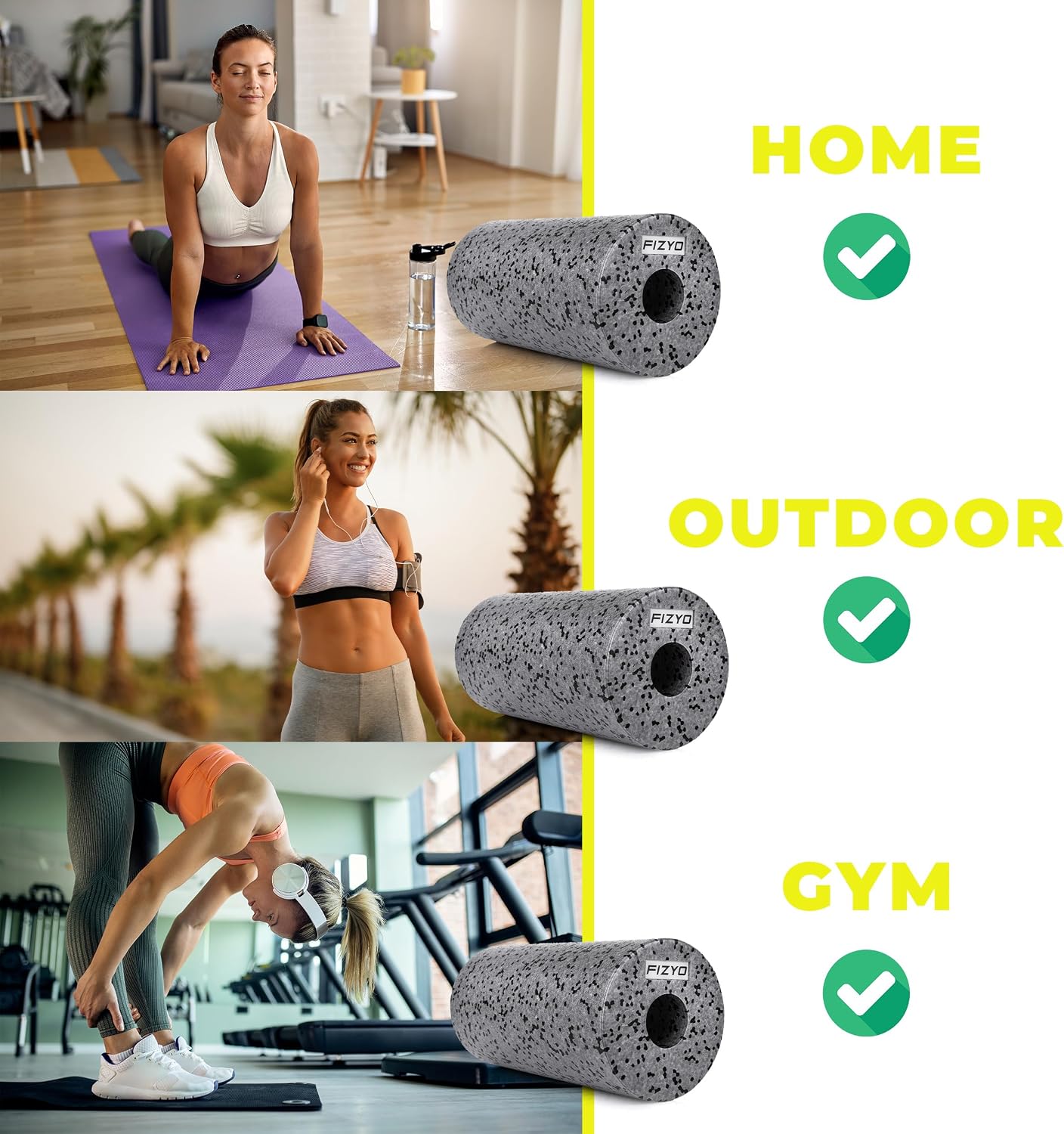 Detalle de Fizyo Faszienrolle aus EPP (mittelfest) 30×15 cm – Kompakte Foam Roller für Rücken, Triggerpunkte, Yoga & Regeneration (Silber)