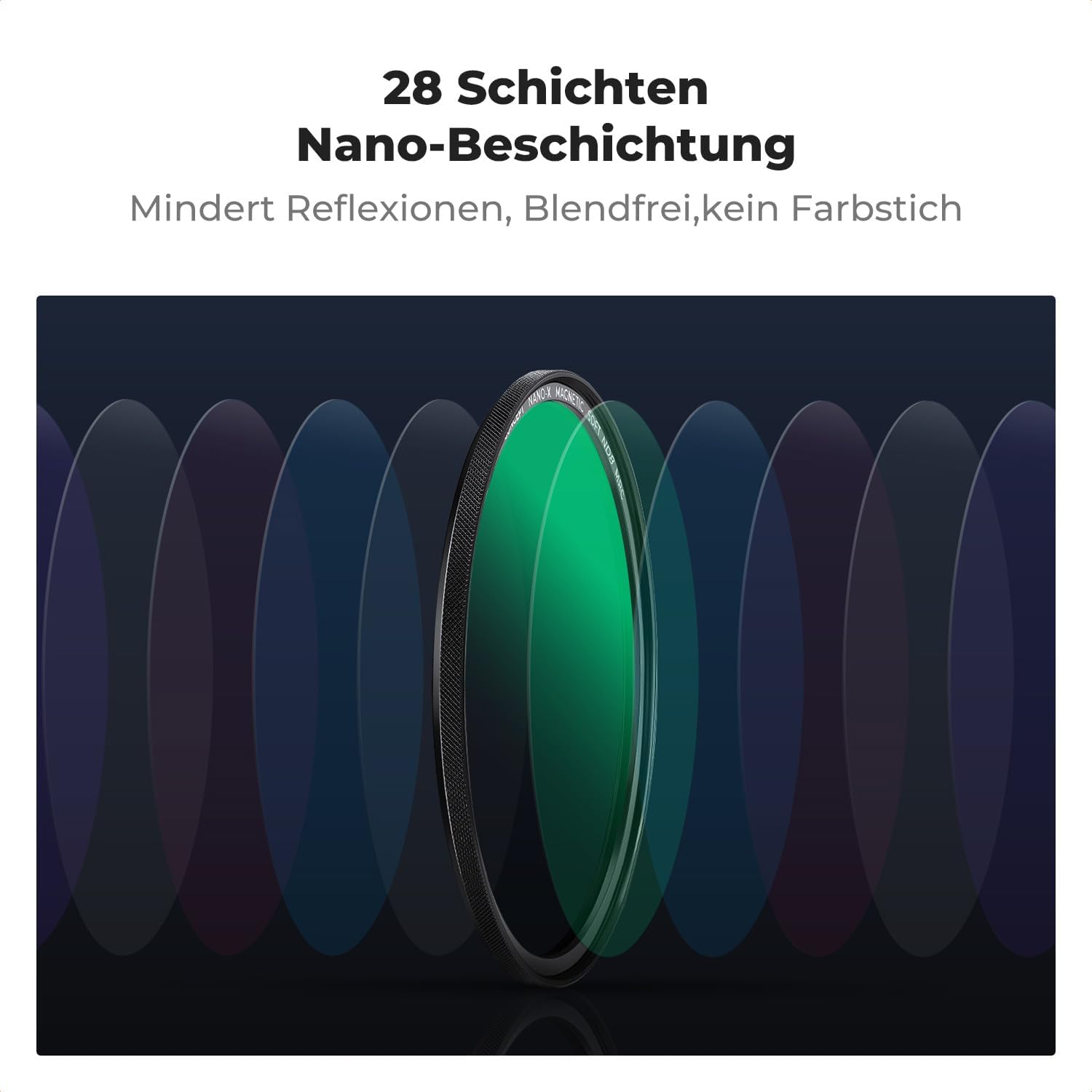 Thumbnail 3 de K&F CONCEPT Magnetic Filter Set 77mm – Schnellwechsel Magent System mit GND8, ND8, ND64, ND1000 inklusive Magnetring und Tasche