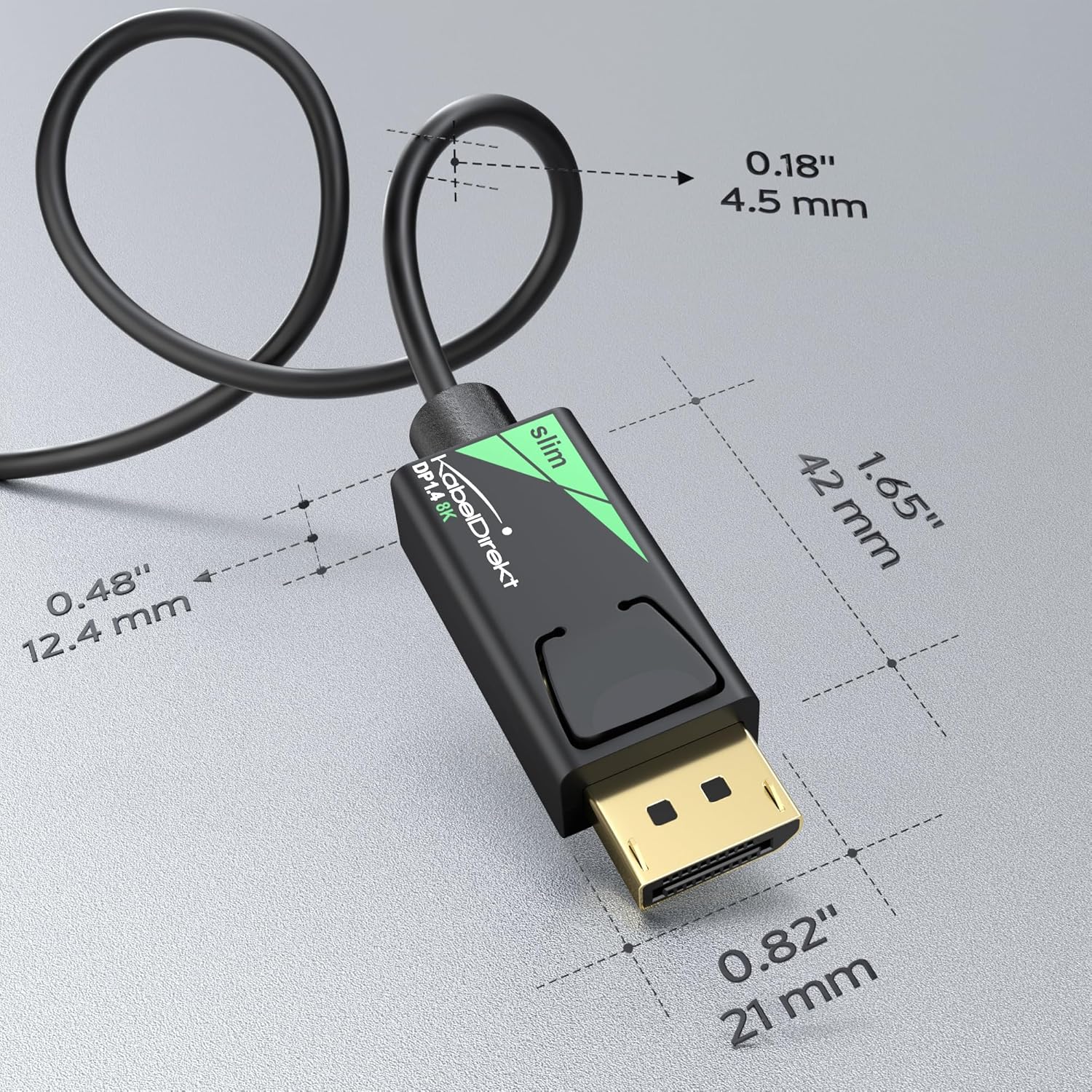 Thumbnail 4 de KabelDirekt DisplayPort 1.4 Kabel (DP 1.4) 8K/60Hz, Slim DP Kabel, 2 m – für Gaming-PCs & Laptops