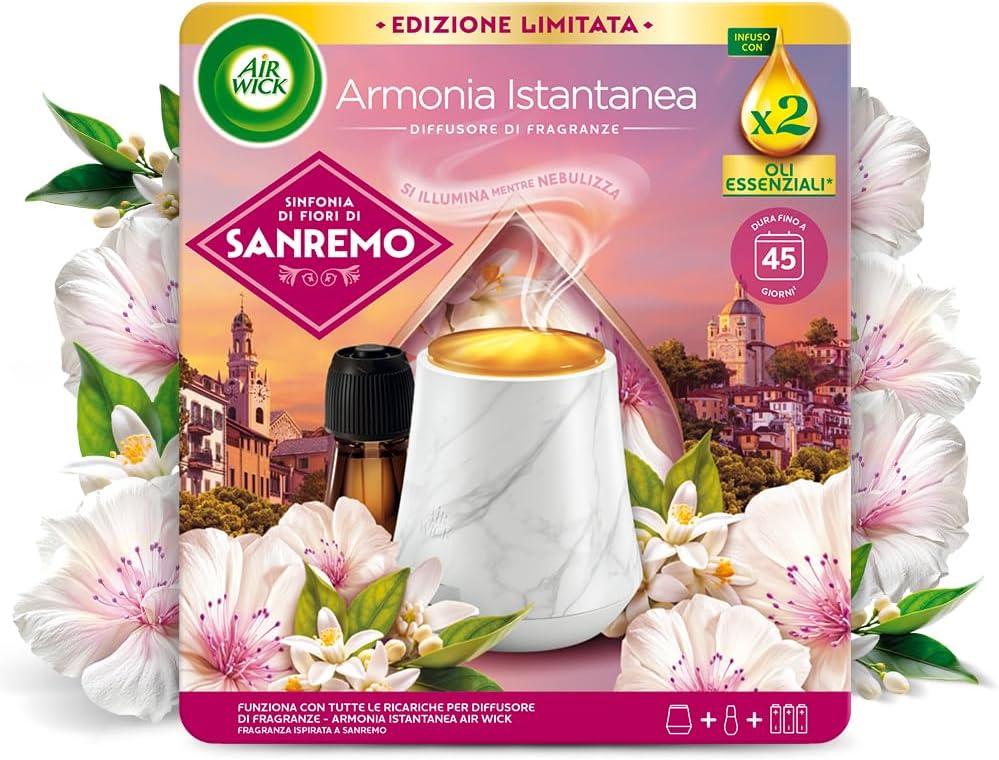 Air Wick Armonia Istantanea Profumatore per Ambienti con Diffusore e Ricarica Sinfonia di Fiori di Sanremo