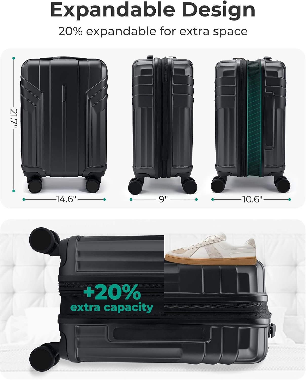 Thumbnail 6 de BAGSMART Expandable Carry-On 20-inch suitcase