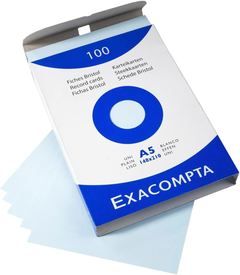 Detalle de Exacompta 13318B Étui de 100 fiches Bristol unies non perforées 148 x 210 mm - azur