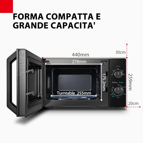 Detalle de Toshiba MW2-MM20P(BK) – Forno a microonde 20 L, 800 W, LED interno, design nero