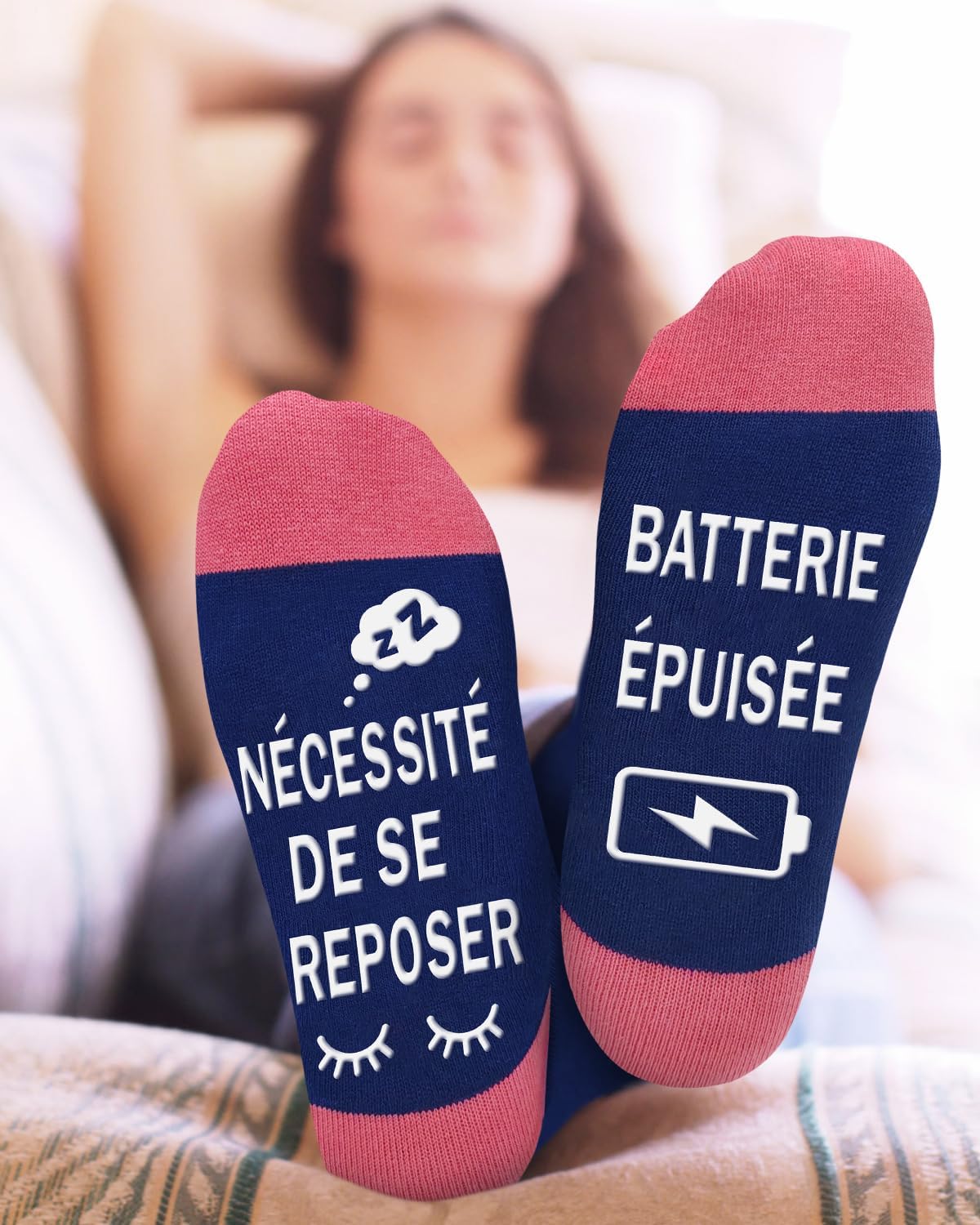 Detalle 2 de Obidodi grappige damessokken met antislip en humorboodschap, maat 37-42
